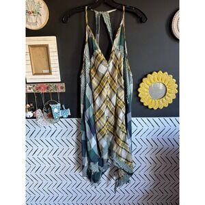 POL Yellow and Green Plaid Dress size Large
